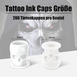 YLRONGTIAN Tattoo Ink Cups 15 mm Tattoo Ink Cups with Stable Base and 200 Pieces Permanent Makeup Pigment Holder Container Cap Tattoo Accessories, White
