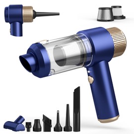 Vizeusvac Car Vacuum Cleaner, 16000PA Mini Car Vacuum Cordless Powerful, 7 in 1 Portable Handheld Vacuum Cordless with LED Light, Dual Filters, One-Touch Empty for Pet Hair, Home, Office