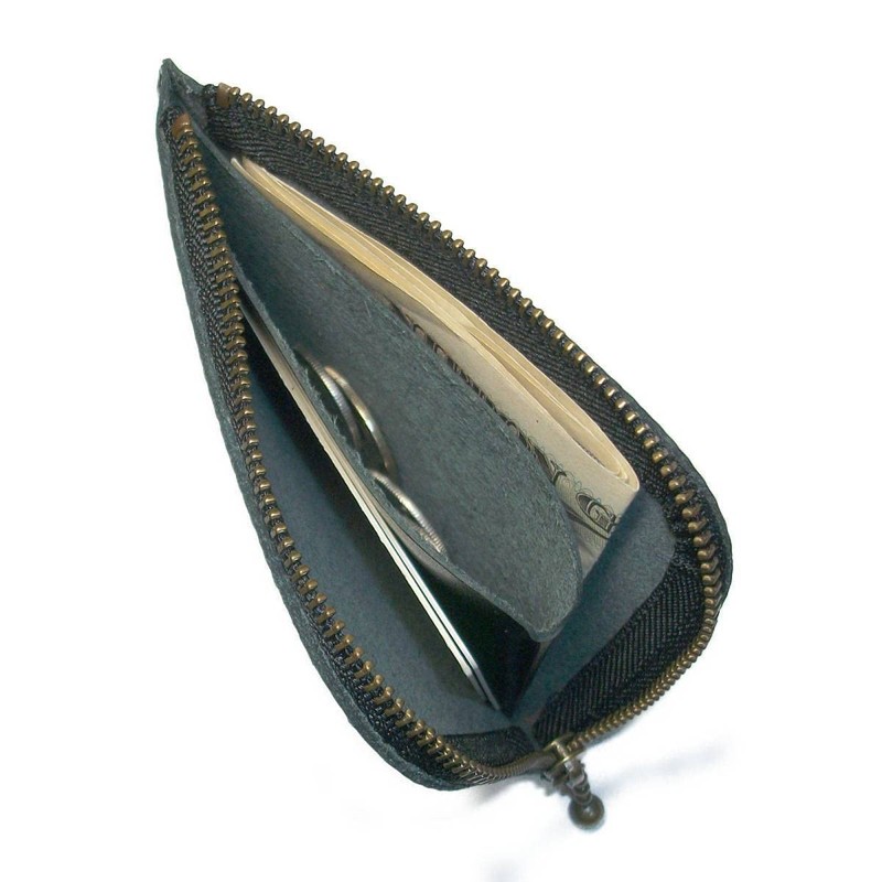 [Leather Workshop Sato] Thin Wallet, L-Shaped Zipper Wallet, Genuine Leather,