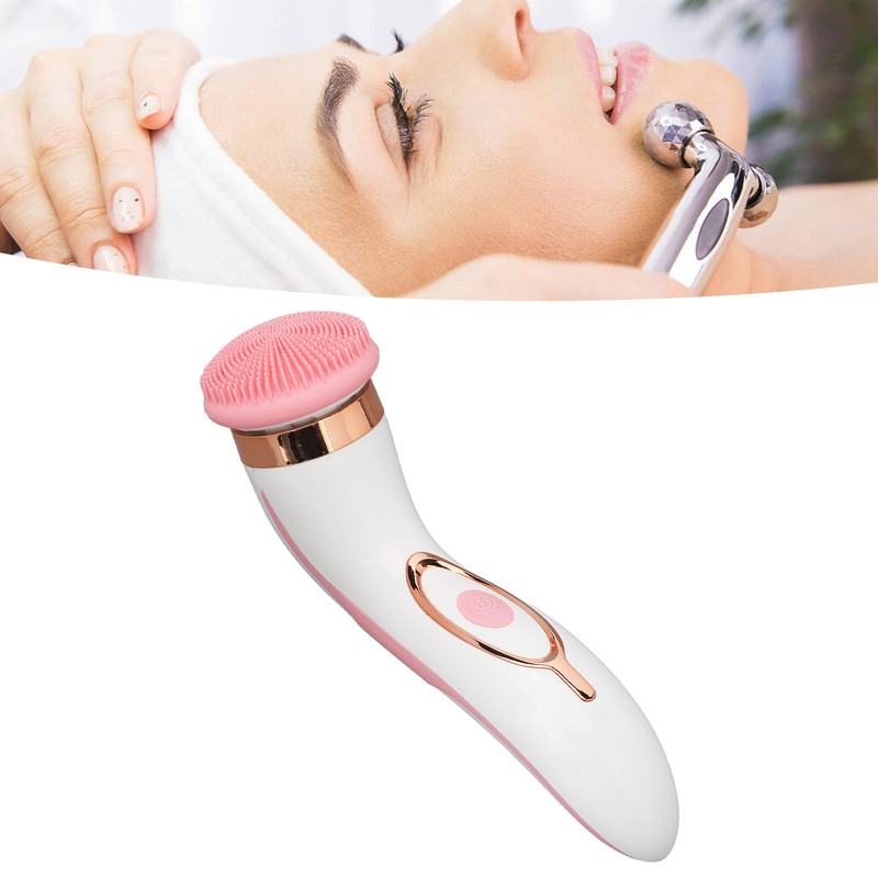 Electronic Facial Brush Reduce Fatigue Silicone Head Jadestone Roller Massaging