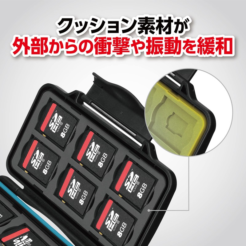 ハクバ HAKUBA ハードメモリーカードケース SD12 (SD/microSDカード用) 各12枚ずつ収納 ブルー 耐衝撃 防塵 防滴