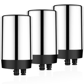 CHNPOFNT 3 pack Faucet Water Filter Replacement for Brita®Faucet Filter, FR-200, FF-100， Water Filter Compatible with Brita® Faucet Filtration Systems- Chrome。 (7027 3 pack silvery)