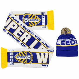 GIFTS 4 ALL Leeds Utd Winter Warmers Ski Hat & Scarf Gift Set (100% Acrylic), Leeds Fans Match Day Gift Set, Leeds Utd Winter Ski Hat