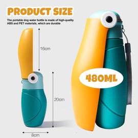 WANDGU Trinkflasche Hunde für Unterwegs: Hundetrinkflasche, Tragbare Trinkflasche für Haustier, Auslaufsichere Hunde Wasserspender, Trinkflasche Hund Unterwegs mit Großer Trog für Reisen, Camping480ml