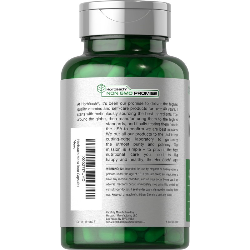 Horbäach Maca Root Capsules for Men and Women | 120