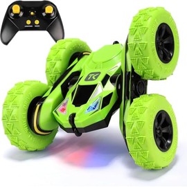Threeking RC Stunt Car Remote Control Cars Toy with Lights Double-Sided Driving Indoor Outdoor Toys Gifts Presents for 6 7 8 9 10 11 12 Year Old Kids Boys Girls