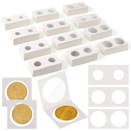 600 PCS Cardboard Coin Clips, 12 Assorted Sizes Paper Coin Holders, 2" x 2" Coin Flip with Clear Window, Coin Collection Album Display Sleeves for Dollar Penny Quarter Nickle Commemorative Coins