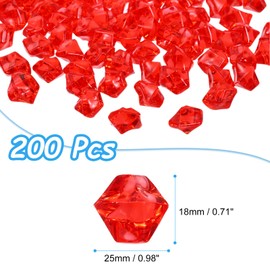 sourcing map 200pcs Fake Ice Rocks Acrylic Purplish Red Crystals Gems Stones Dazzling Crushed Ice Sparkling Fake Diamonds for Vase Fillers