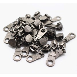 YaHoGa 50PCS Gunmetal Pulls for #5 Nylon Coil Zippers Gun Metal Zipper Sliders for Luggages Purses Bags Bulk(Gunmetal)