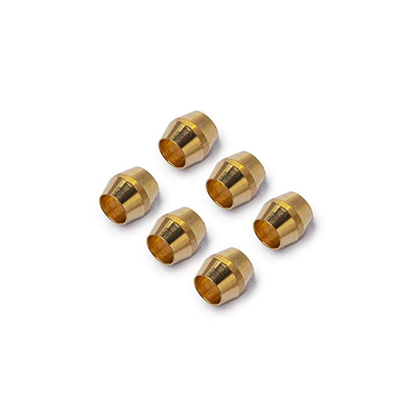 LTWFITTING 1/8-Inch Brass Compression Sleeves Ferrels,Brass Compression Fitting(Pack of 50)