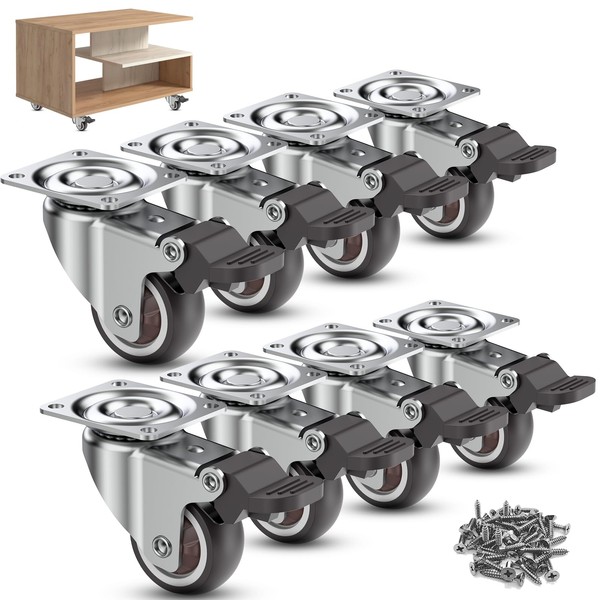 Suemisi 1.5 inch Caster Wheels with Brake, Heavy Duty Casters,Swivel