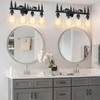 Monyohame Farmhouse Rustic Bear Bathroom Light Fixtures, 4-Light Black Vanity