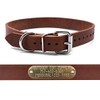 Leather Dog Collar Strap with Custom Brass Name Plate (D