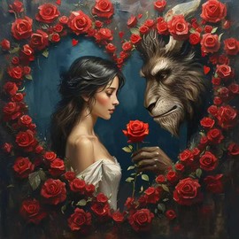 hill froeistung Beauty and The Beast Diamond Art Painting Kits for Adults,Rose Diamond Art Kits for Beginners, 5D DIY Round Full Drill Diamond Dots Gem Art Craft for Home Decor Gift 12x12inch