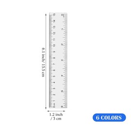 JUGUTA Set of 6 Rulers 15 cm Primary School, Ruler Set Primary School, Transparent Plastic Ruler, Ruler, Ruler, 15 cm Flexible, Transparent Measuring Ruler for School, Office, Household