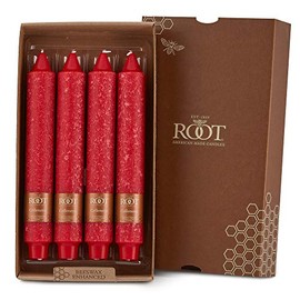 Root Candles Unscented Timberline Collenette 9-Inch Dinner Candles, 4-Count, Red