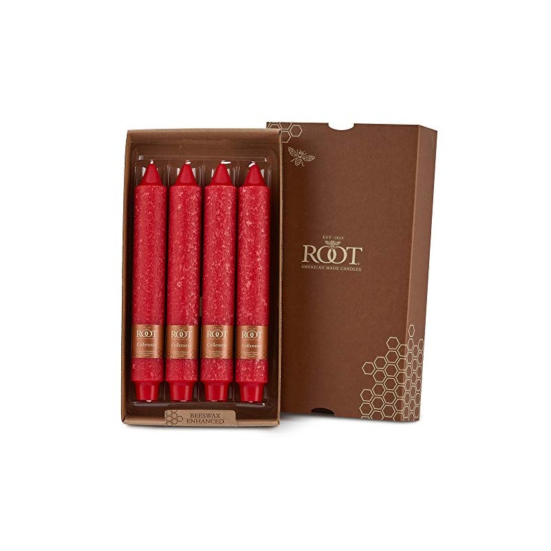 Root Candles Unscented Timberline Collenette 9-Inch Dinner Candles, 4-Count, Red