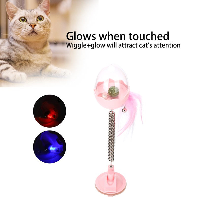 ABS LED Lighting Swing Spring Feather Leak Food Pet Toy