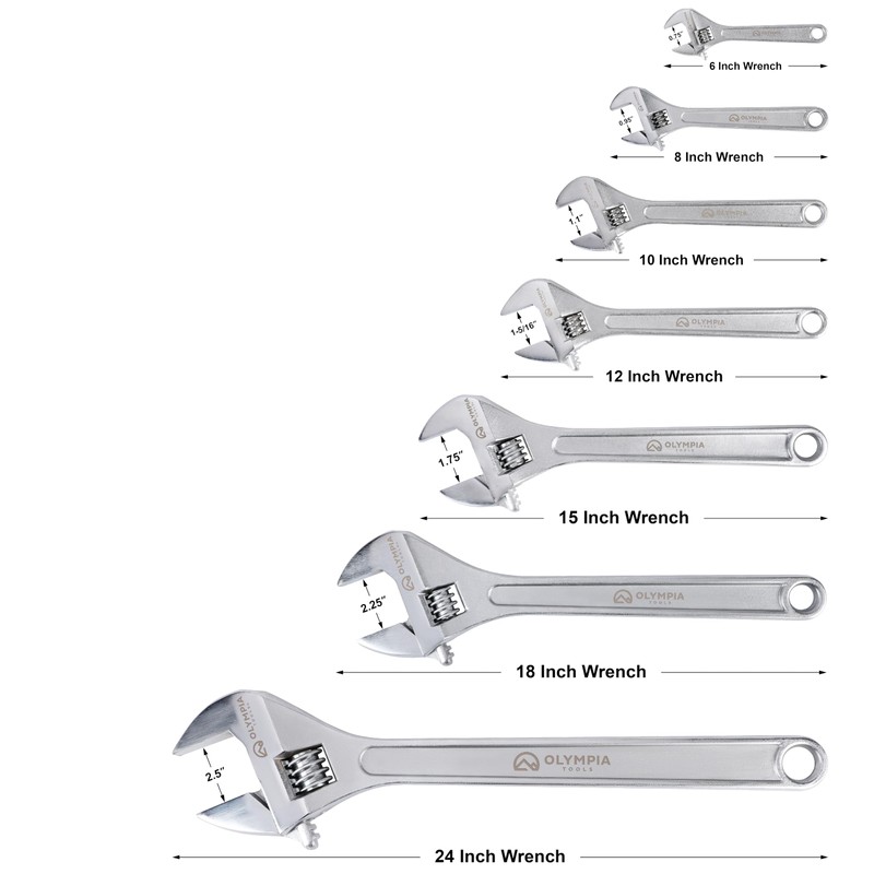 Olympia Tools 24" Adjustable Wrench, Heavy Duty Drop Forged Steel,