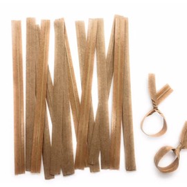 100pcs Plastic/Paper Coated 4" (10cm) X 1/4" (6mm) Twist Ties - Won't Rip or Pull Off - Kraft