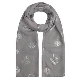 heekpek Women's Silk Scarf with Silver Leaves Pattern Scarf Women's Elegant Scarf for Women Silk Scarf Soft and Lightweight Neckerchief for Spring Summer Autumn and Winter, gray