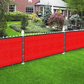 6' x 10' Red Privacy Screen Fence Cover Panel Shade Cloth Fabric for Chain Link Fence Driveway Playground Yard Garden Farm UV Protection