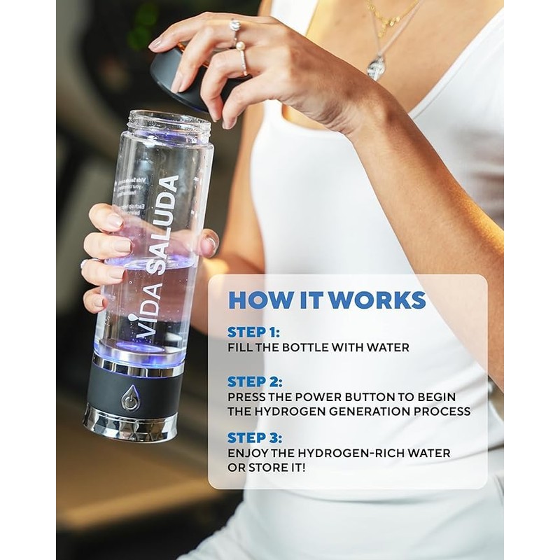VIDA SALUDA Premium Hydrogen Water Bottle – Portable Hydrogen Water