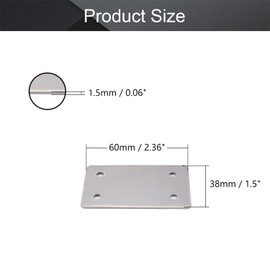 MroMax 40PCS Straight Bracket Stainless Steel 2.36" x 1.5"Flat Brace Fastener Brackets Corner Protector Support for Wall Furniture