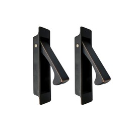 QCAA Forged Solid Brass Edge Pull, Sliding Pocket Door Pull Handle, Aged Bronze, 2 Pack, Made in Taiwan