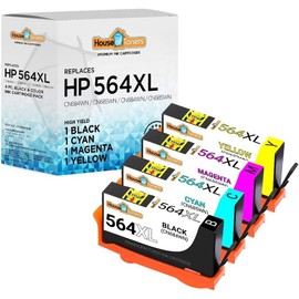 Houseoftoners Remanufactured for HP 564XL Ink Cartridge High Yield Replacment for HP 564XL PhotoSmart 7510 7515 7520 7525 B8500 B8550 B8553 B8558 C309-4-Pack (Multicolor)