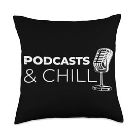 Podcasts And Chill Vintage Microphone Lover Throw Pillow