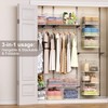 3-Tier Hanging Closet Organizer with 5 S Hooks, Closet Shelves
