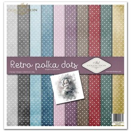ITD Collection - Scrapbooking package 12 x 12 inches, scrapbooking paper, decorative paper, decoupage, card making, paper size - 310 x 320 mm (retro polka dots, SLS-015)