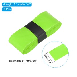 PATIKIL 9 Pack 43.3" Tennis Racket Grip Tape PU Overgrip Punching Absorbent Non-Slip Badminton Fishing Rod Fluorescent Yellow