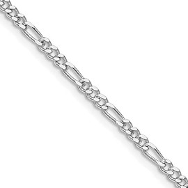 Diamond2Deal Sterling Silver Rhodium-plated 2.5mm Figaro Chain Necklace 22"