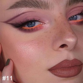 2 in 1 Brown Matte Lip Liner & Lipstick Combination, DNM Metallic Dual Ended Lipstick, Lip Liner, Lip Gloss, 24 Hour all Day Long-Lasting Waterproof Lipliners Pencil for Women Lip Makeup Gift Set 11#