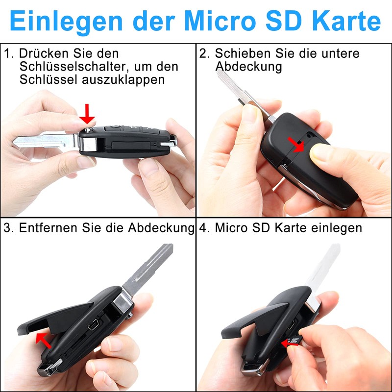 UYIKOO Mini Kamera, Kleine Kamera Autoschlüssel, 1080P HD Tragbare Videokamera