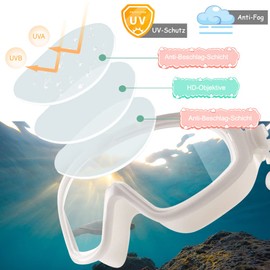 HINATAA Children's Swimming Goggles Anti-Fog Swimming Goggles with Nose Clip, Swimming Goggles with Integrated Earplugs, Diving Goggles for Boys Girls 3-8 Years, UV Protection, No Leak (White)