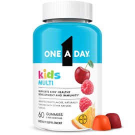 One A Day Kids Multivitamin Gummies, Kids Vitamins with Vitamin C, D, E & Zinc for Immune Support, Childrens Gummy Vitamins, Assorted Fruit Flavors, 60ct (Packaging May Vary)