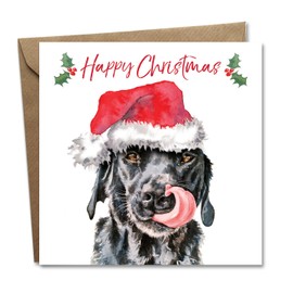 Black Labrador Christmas Card, Funny Dog Christmas Card with Black Lab, Black Labrador Card with Santa Hat, Christmas Card from the Dog