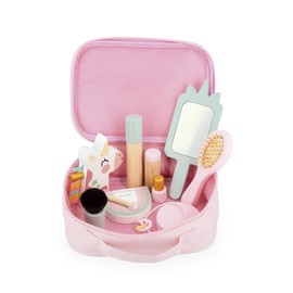 Janod - J06465 - Beauty Case - Unicorn Theme - 10 Accessories Included - FSC Wooden Makeup Toys - Cosmetic Toy Kits - Ages 3+ - J06465, Pink