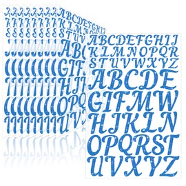 10 Sheets Letter Stickers Glitter 520Pcs Large Capital Alphabet Stickers Vinyl Self Adhesive Stick on Letters for Water Bottle Scrapbooking Mailbox Crafts Bulletin Board Graduation(Blue,1 Inch 2 Inch)