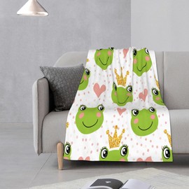 CIUNVXD Versatile Cuddly Blanket, 130 x 150 cm, Frog Theme Blanket, Cuddly Blanket, Fluffy Frog Bedspreads, Sofa Blankets, Flannel Blanket for Cots (B, 130 x 150 cm)