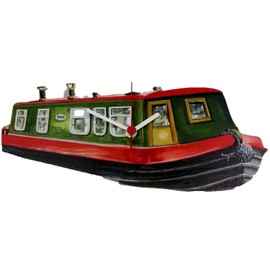 Wooden Canal Boat Clock - Window Boxed