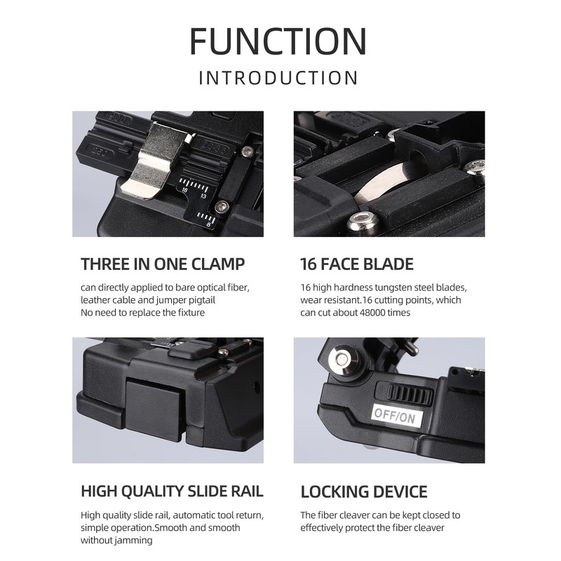 Fiber Cutter Fiber Optic Cleaver 16 Surface Blade Fiber Cutting