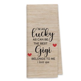 DIBOR Gigi Gifts Towels Dish Towels Dishcloth, Best Gigi kithchen Gifts, Gigi Hand Towels Drying Cloth Hand Towel Tea Towel, Gigi Gifts for Grandma, Best Gigi Ever Gifts, 16x24 Inches