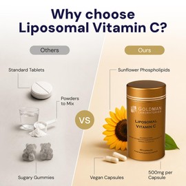 Liposomal Vitamin C 500mg - 60 High Strength Vegetarian Capsules - Max Absorption VIT C for Immune Support & Collagen - Advanced Vitamin C Supplements - Goldman Laboratories
