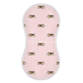 vvfelixl Baby Burp Cloths Lazy Beagle Puppy Baby Newborn Cotton Burping Cloths Set Baby Washcloths 4 Pack Pink