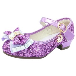 ChinyRoza Princess Shoes Girls High Heels Kids Heel Shoes Girls Glitter Shoes Girls Sequins Ballet Flats Princess Costume Shoes Festive Girls Shoes Gift Girls EU 26-36, purple
