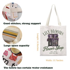 Colleen Book Inspired Tote Bag Lily Blooms Floral Shop Canvas Bag Bookish Literature Gift Coho Reader Gift For Hoover Fans (Flower Shop Tote)